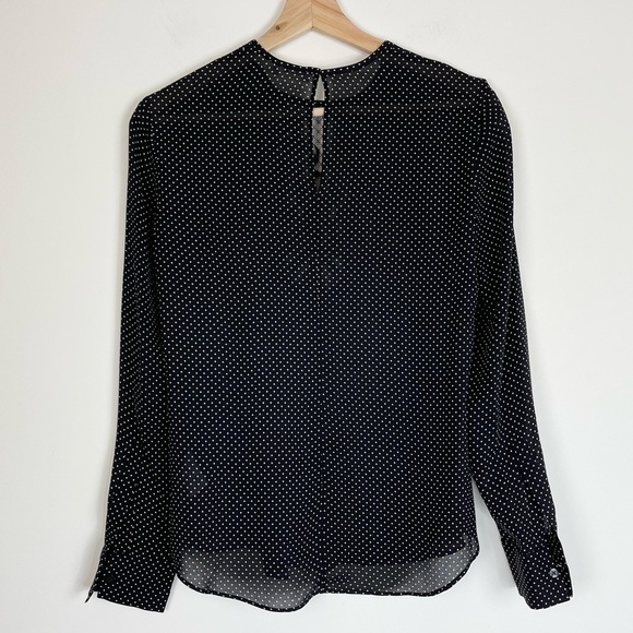 A.L.C. Jerry Silk Long Sleeve Lace Panel Blouse | Polka Dot Print Chiffo… - Picture 3 of 9